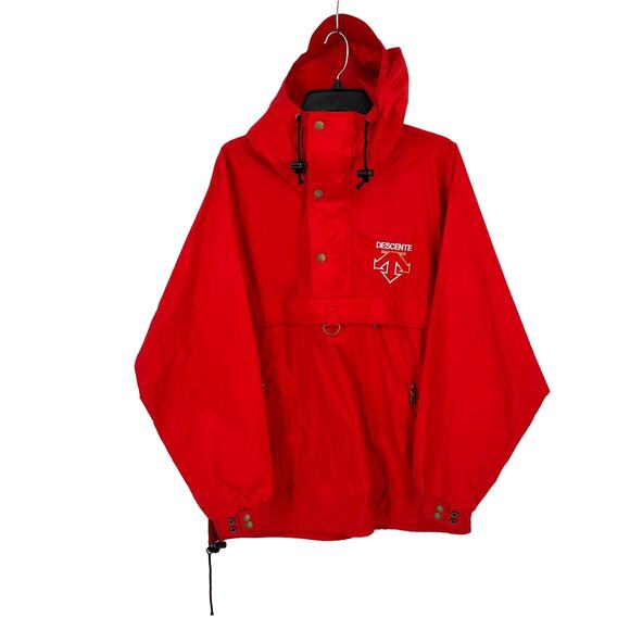 Vintage 80s Descente Red Pullover Windbreaker Jacket Mens Size 1 Medium - Picture 1 of 8
